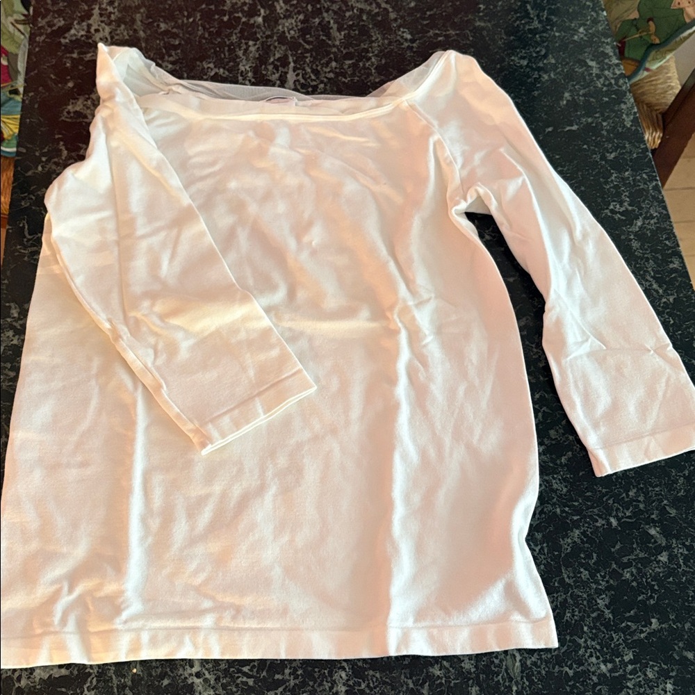 Wolford White 3/4 Sleeve Top